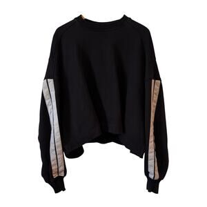 Vera Wang Collection Black Gray Thick Sweatshirt Silk Pouch On Back Size Medium